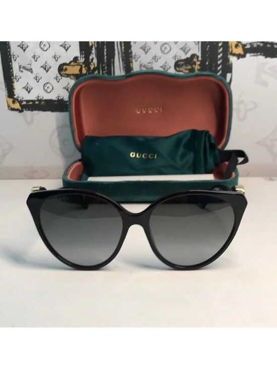 New Authentic Gucci Black Cat-Eye Sunglasses GG1011s 001 main image 12